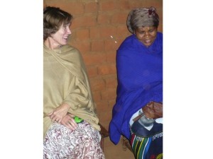Francine Thomas with a woman in Tanzania