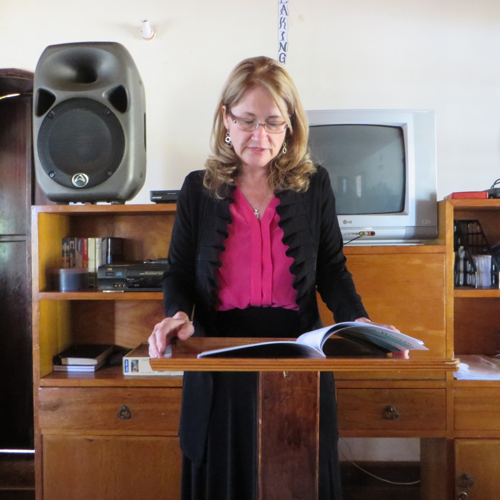 Carrie preaching at Teen Challenge in Africa