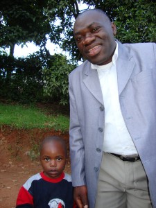 Congolese student with his son