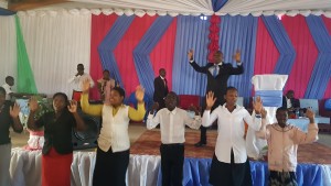 Children help lead worship at Pastor Bright's church in Blantyre.