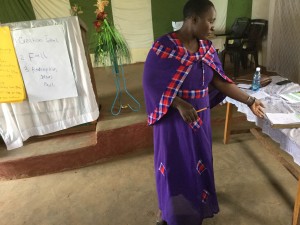 Masai woman with call outs from the seminar.