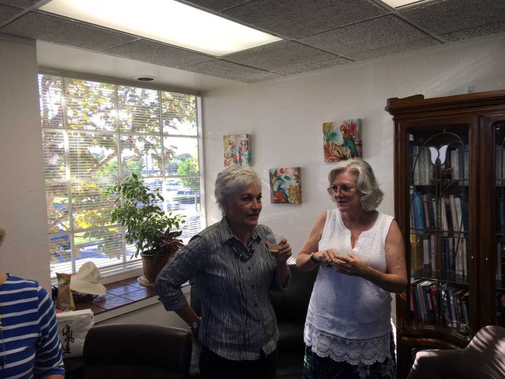 Advisory board members Pamela Frohreich and Susan Elliott at the open house.